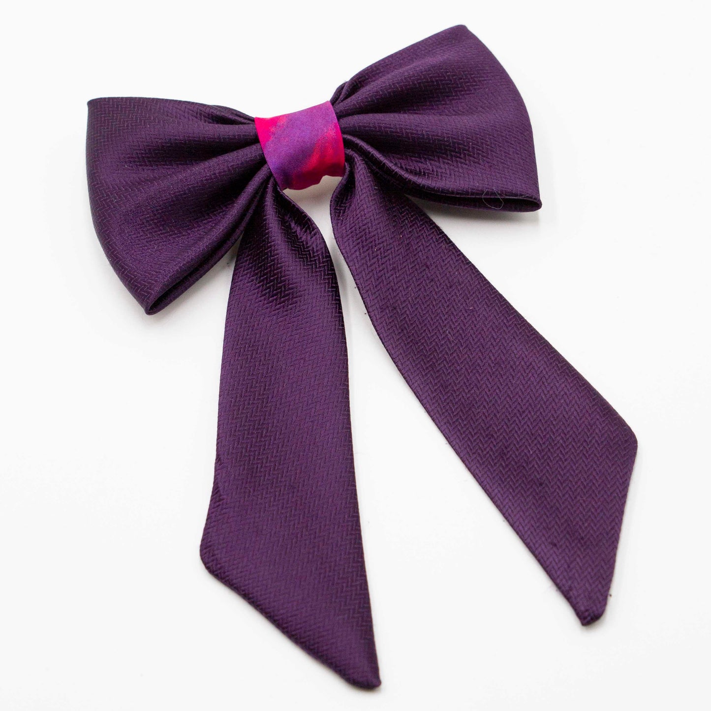 Hair bow with ribbon Ollie Aubergine