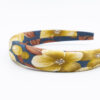 blauwe puffy diadeem haarband met gele bloemen handgemaakt van een stropdas