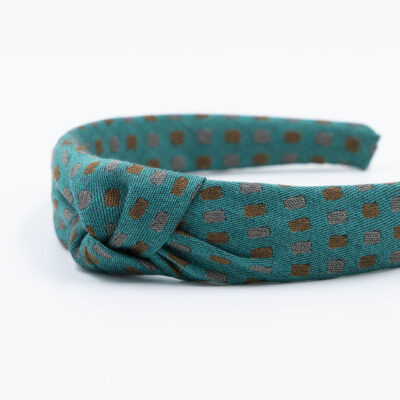 Turquoise puffy diadeem haarband handgemaakt van een stropdas 