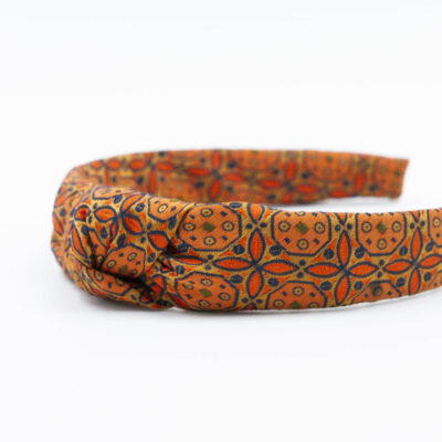 oranje diadeem haarband met knoop handgemaakt van een stropdas
