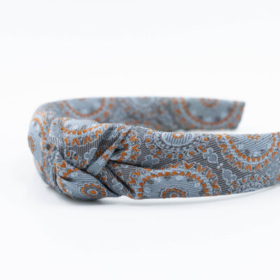 Blauwe diadeem haarband met knoop handgemaakt van een stropdas