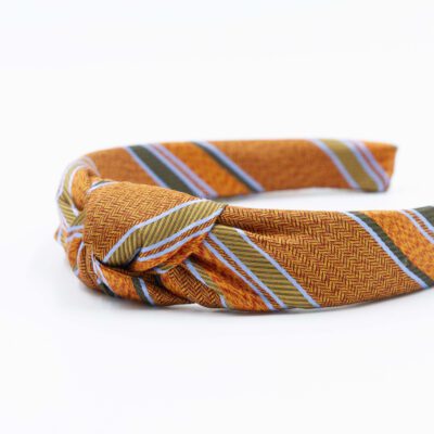 oranje diadeem haarband met knoop handgemaakt van een stropdas