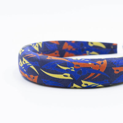 Blauwe puffy diadeem haarband handgemaakt van een stropdas