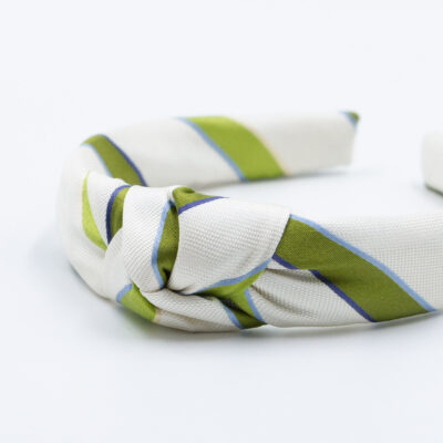 wit met groene diadeem haarband met knoop handgemaakt van een stropdas