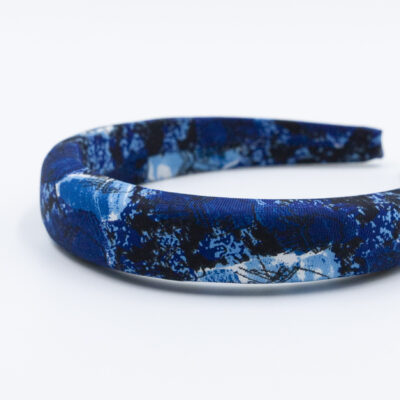 blauwe puffy diadeem haarband handgemaakt van een stropdas